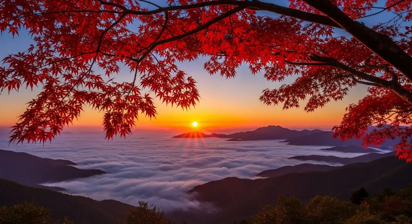 阿里山雲海楓葉